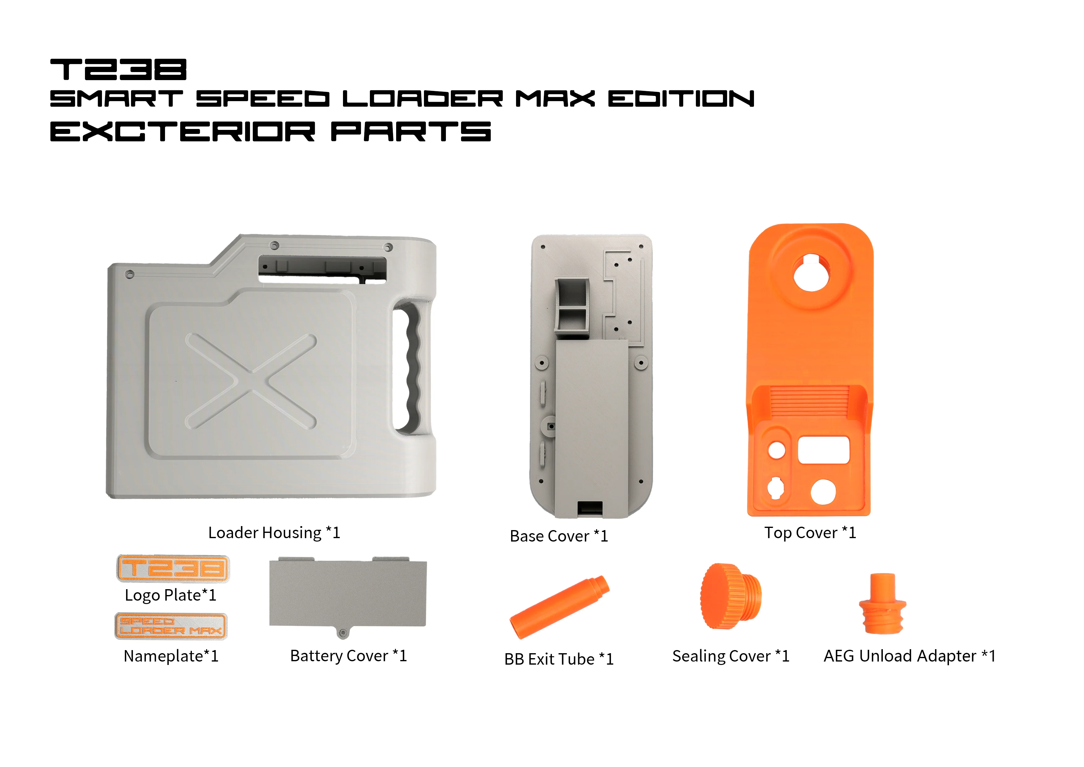 3D Printed Parts of T238 Speed Loader Max Editon