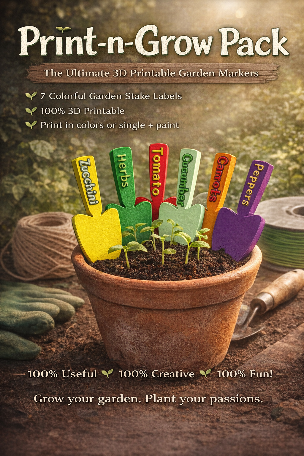 Print N Grow Decorative Garden Label Stakes