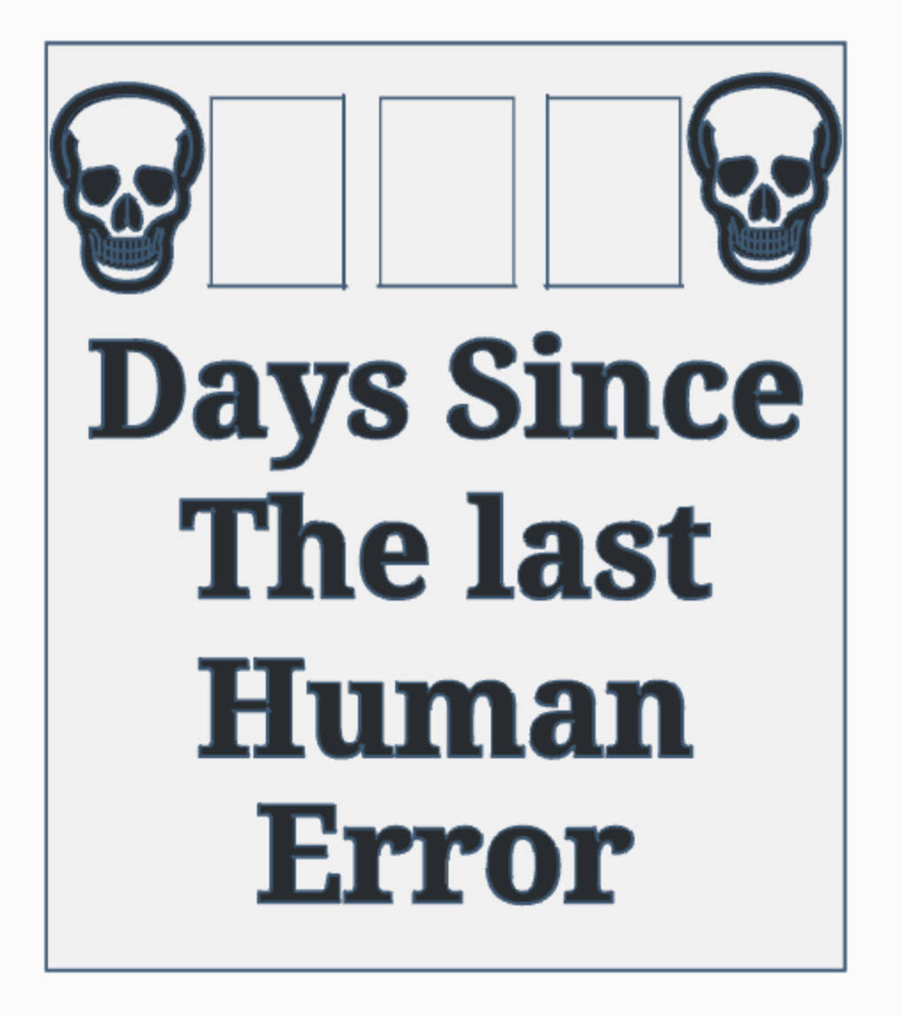 Days since human error sign