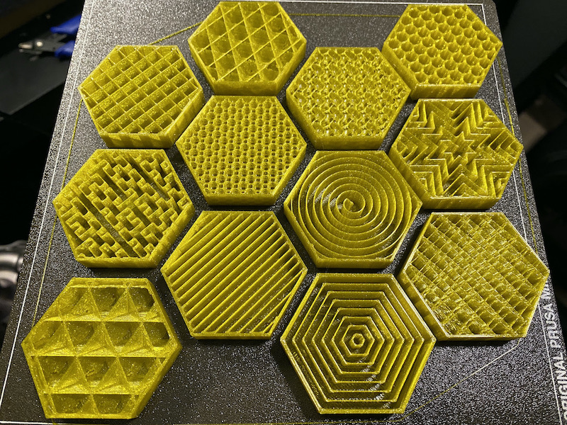 Hexagon infill pattern sample - Prusaslicer
