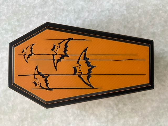 Twist Lock Coffin Topper with Flying Bats