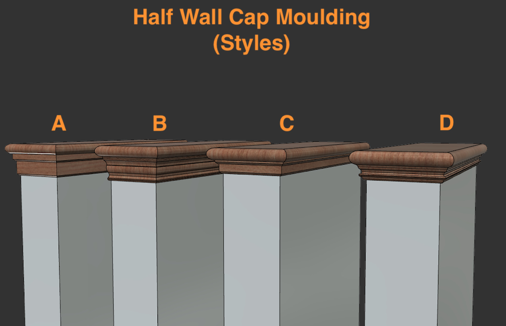Half Wall Cap Moulding (12 Different Combinations)