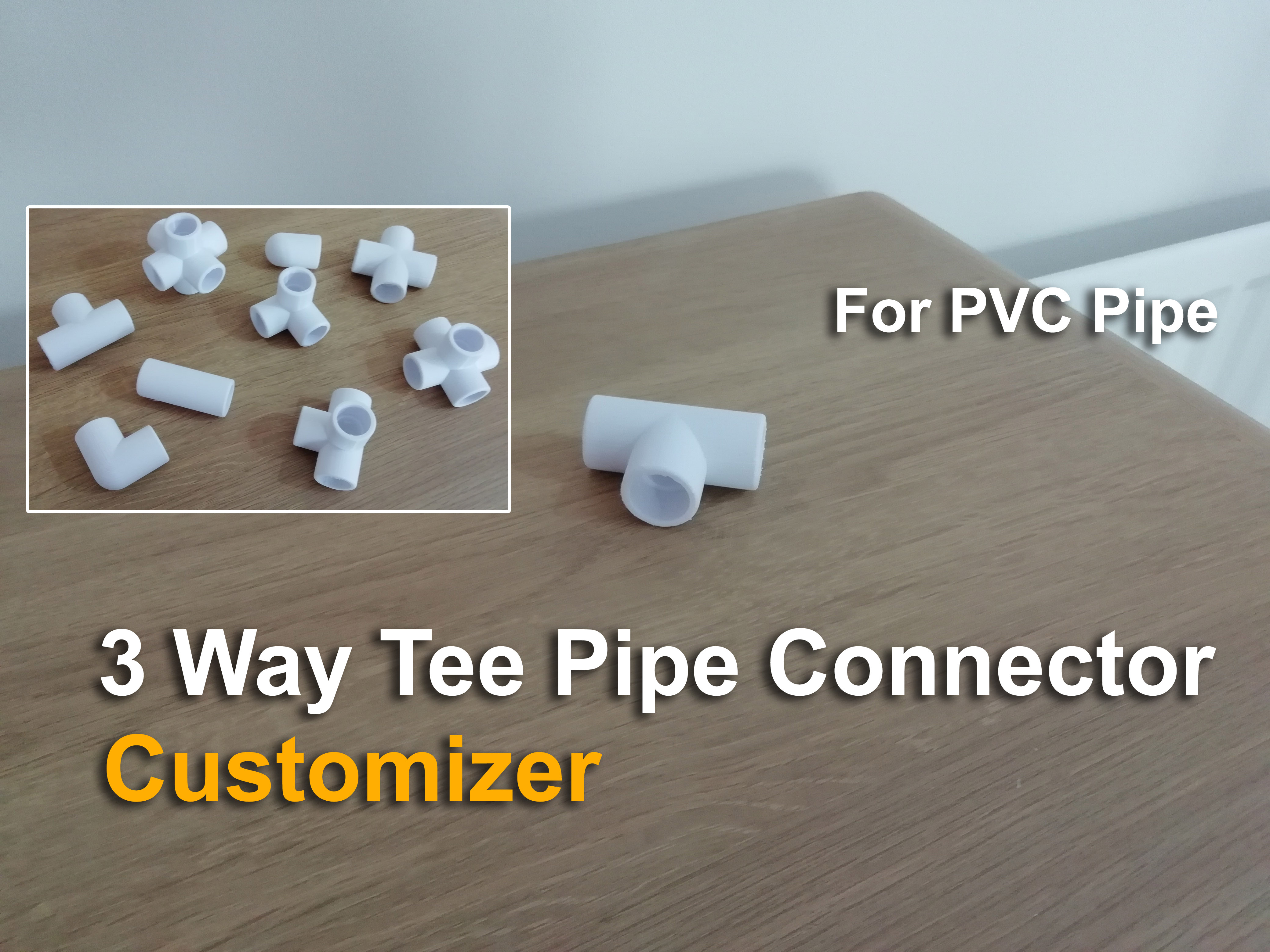 3 Way Tee Pipe Connector - Customizer