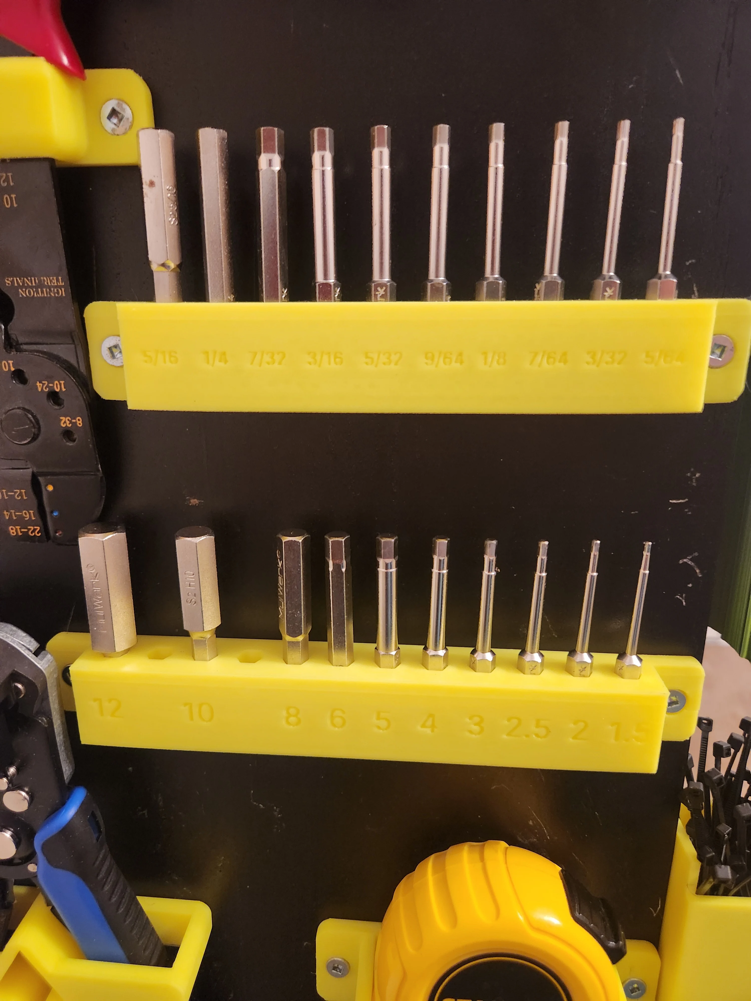 Wall Mountable Hex Drill Bit Organizer (Metric and SAE)