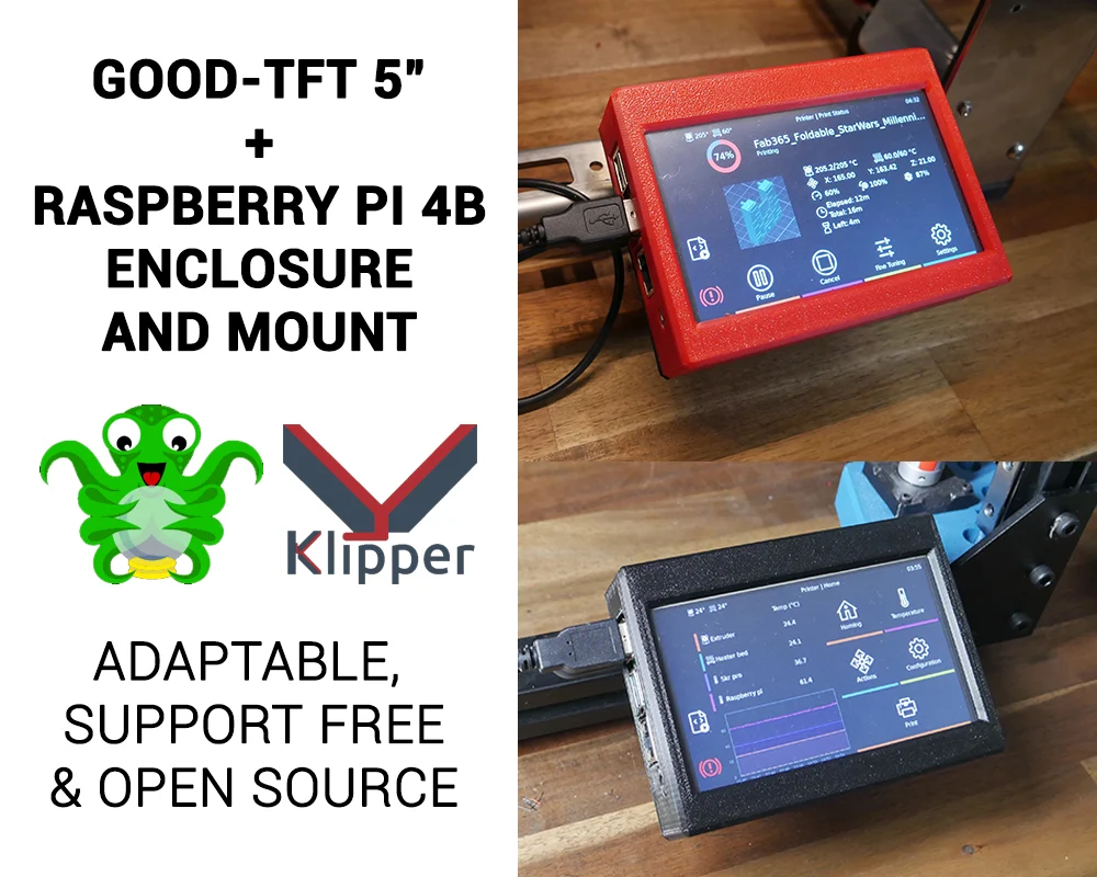 Good-TFT 5" + Pi 4B enclosure and mounting