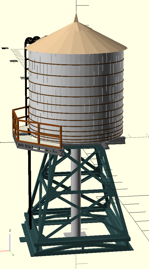 Rooftop Water Tank Model (printable/customizable)