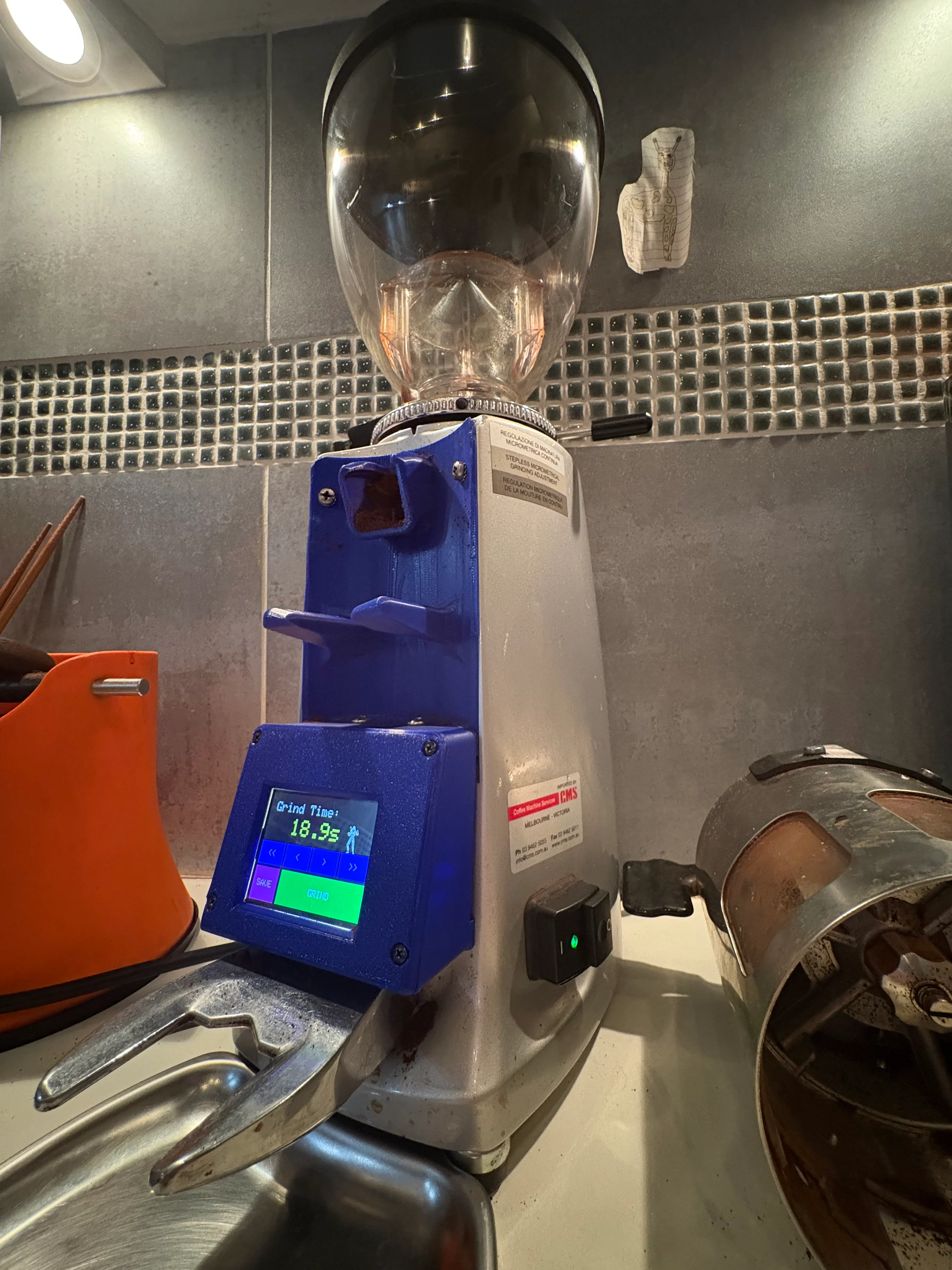 Mini Mazzer Coffee Grinder Mod - Doser Plate and Arduino Screen Bezel.