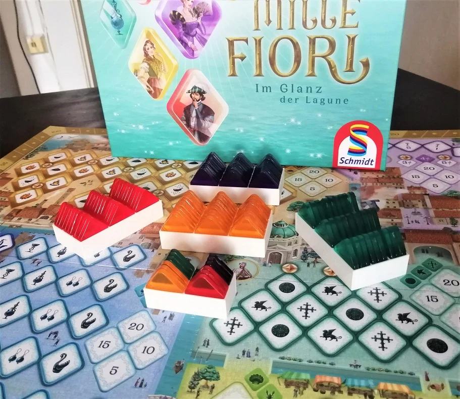Mille Fiori diamond holders [updated: now with storage boxes (and first player markers)]