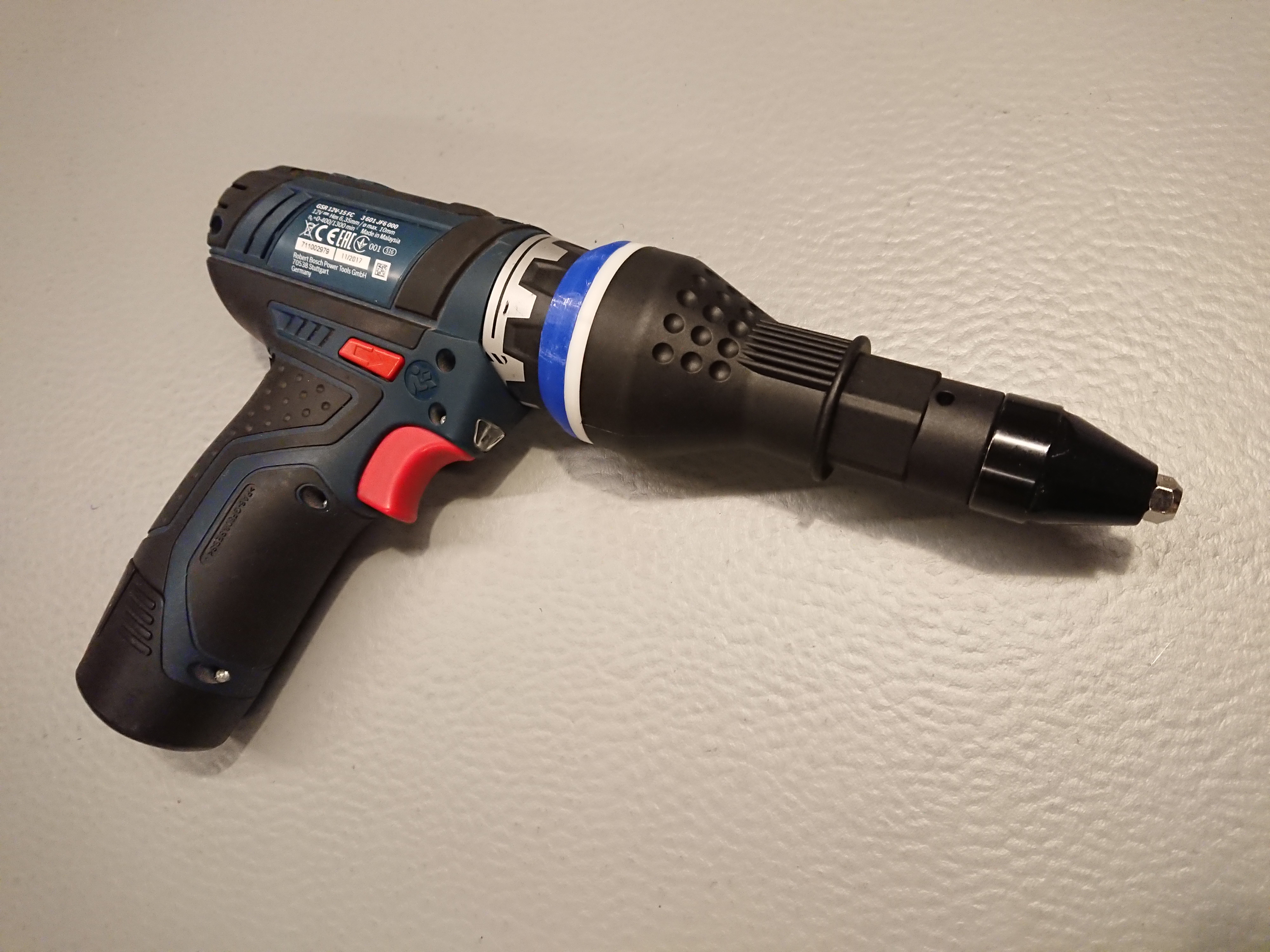 Riveter adapter for Bosch FlexiClick cordless drill - old design