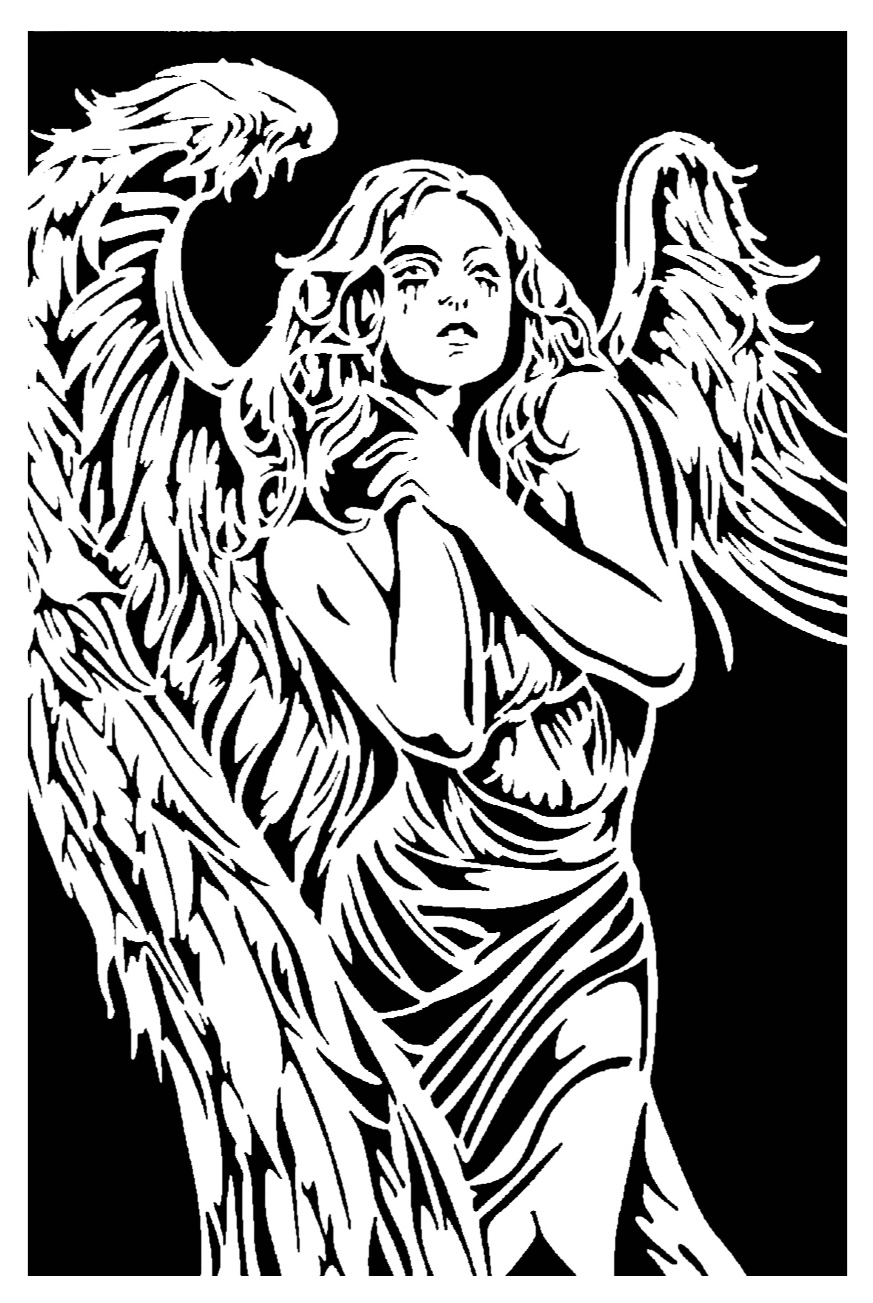 Angel girl stencil 7