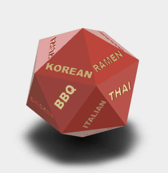Dinner Dice D20 (Roll to select dinner.)