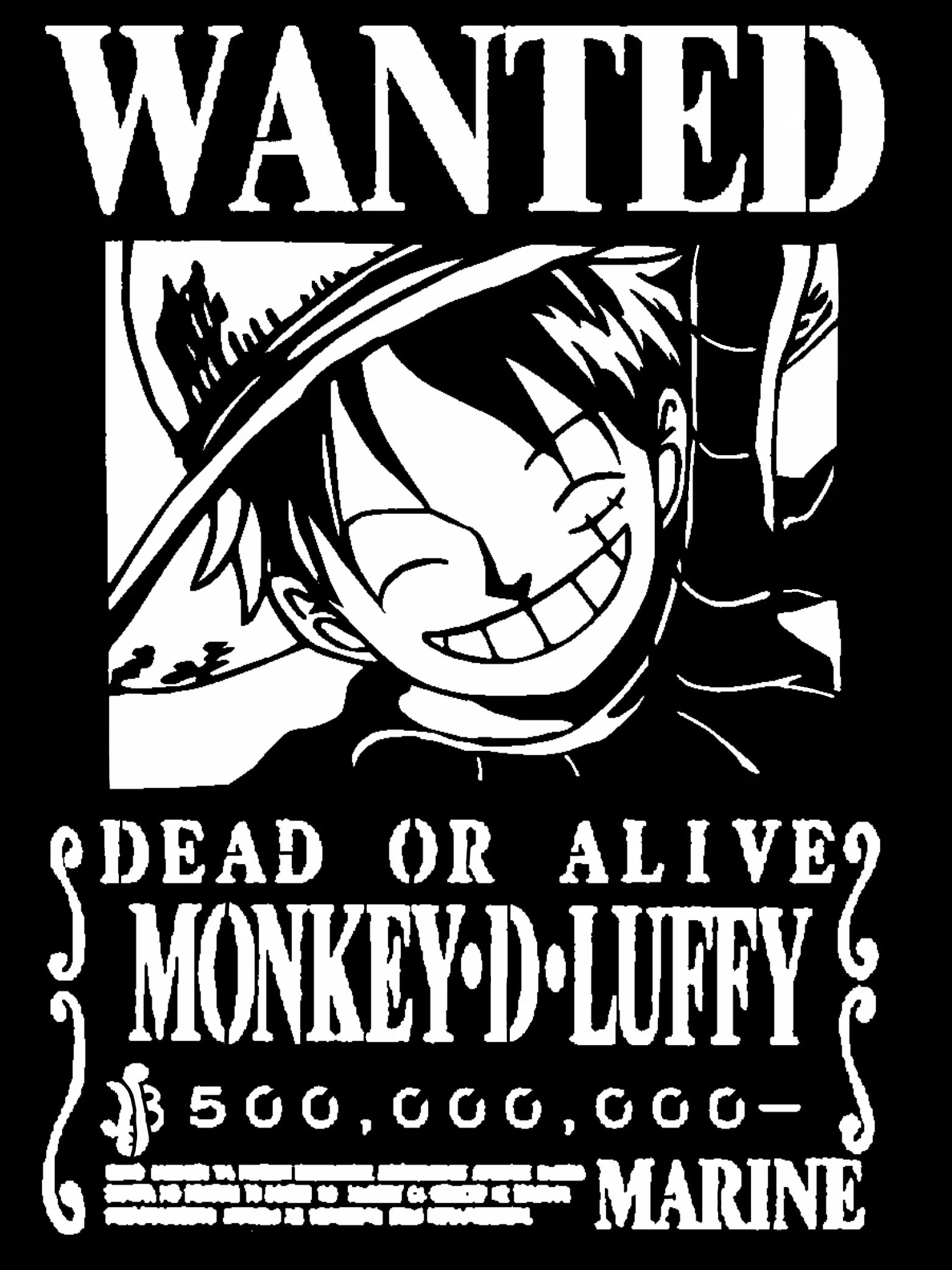 Wanted Poster Luffy stencil