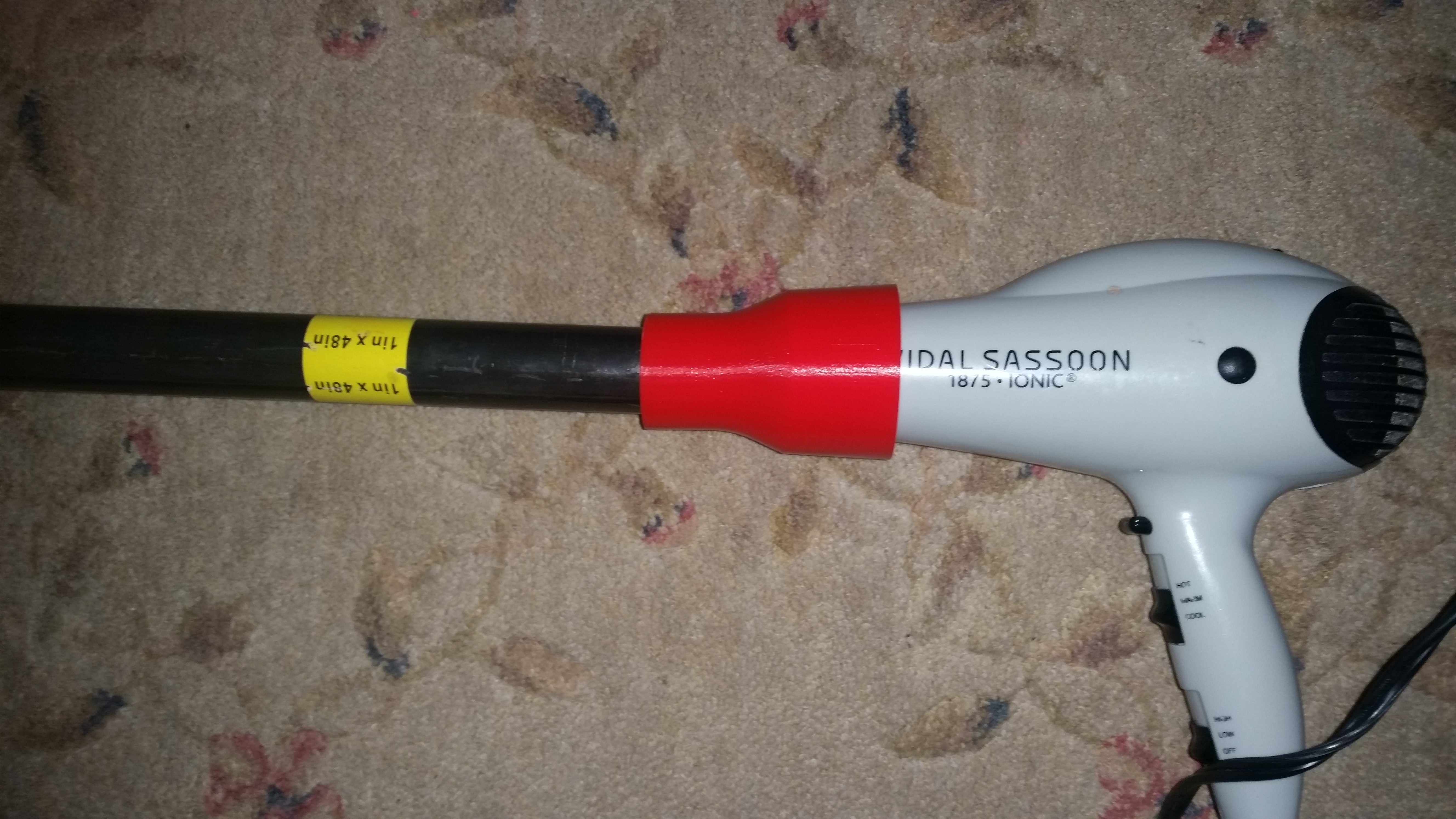 Pergo Hair Dryer to 1in Threaded Pipe (for DIY Foundry)