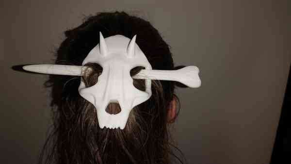 Skull Hair Pin with Devil Horns