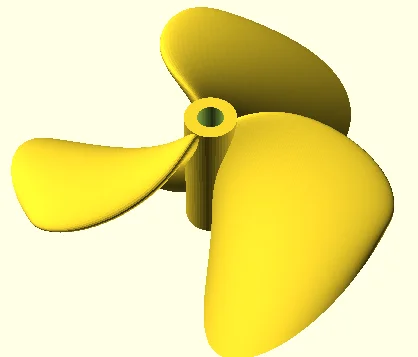 Boat propeller DIY kit with parametric NACA4 shaped blades – Customizable OpenSCAD