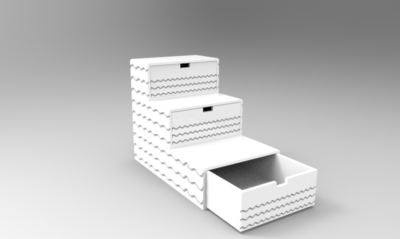 Wave Kitchen Countertop Staircase Shaped Storage Unit