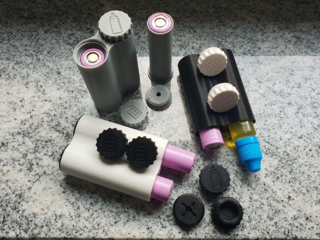 Variable 18650 battery liquid container