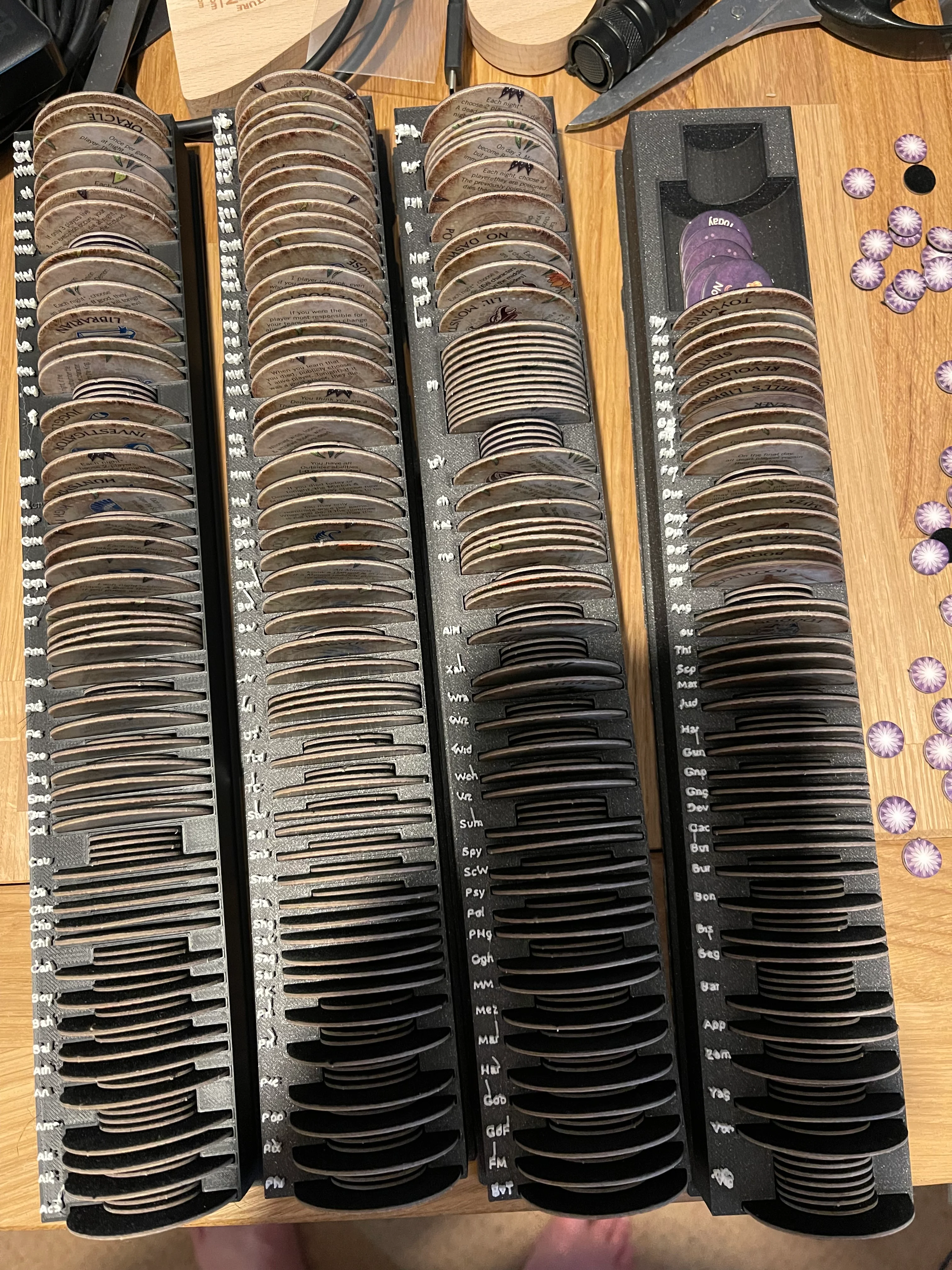 Blood On The Clocktower Role/Reminder Token Organiser