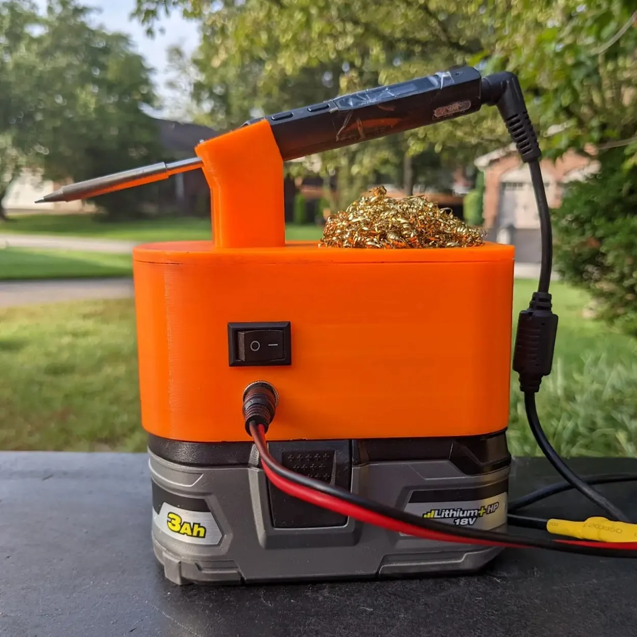 Ryobi TS100 Soldering Station with DC jack, storage clips and cable organizer.