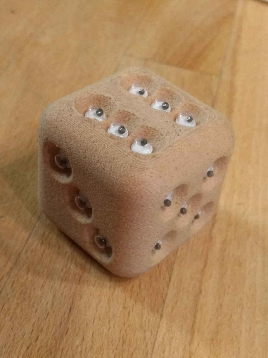 parametric dice with googly eyes