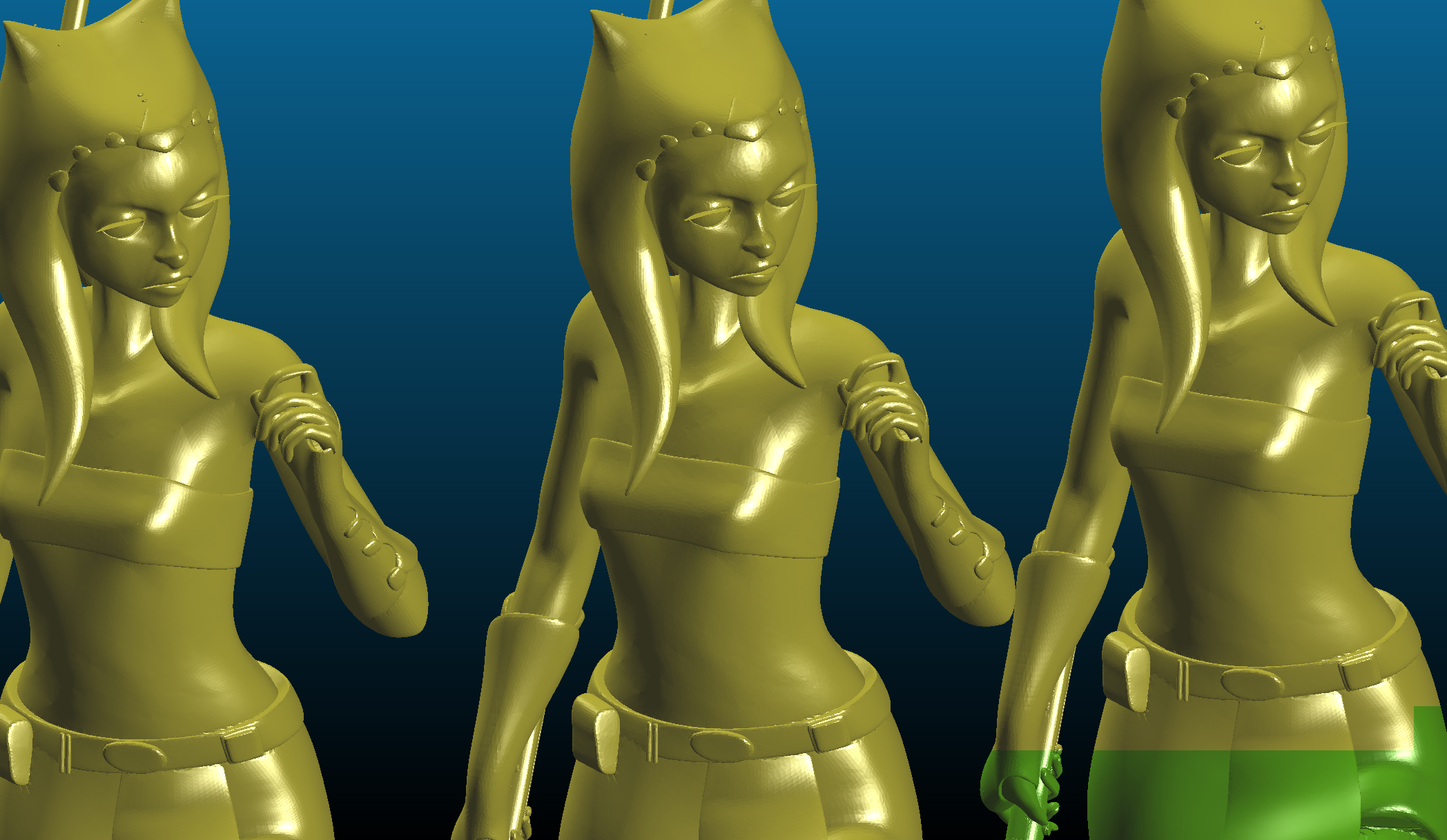 Ahsoka Tano in a Jedi pose - Remix - smoothed and hollowed for SLA, scale 6 inch