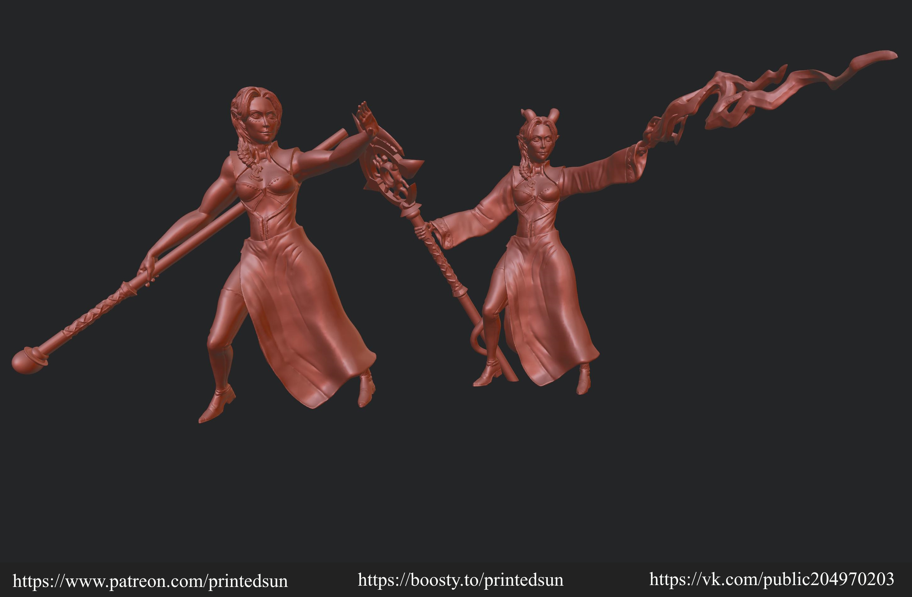 Monk/Mage girl (human/tiefling/elf)