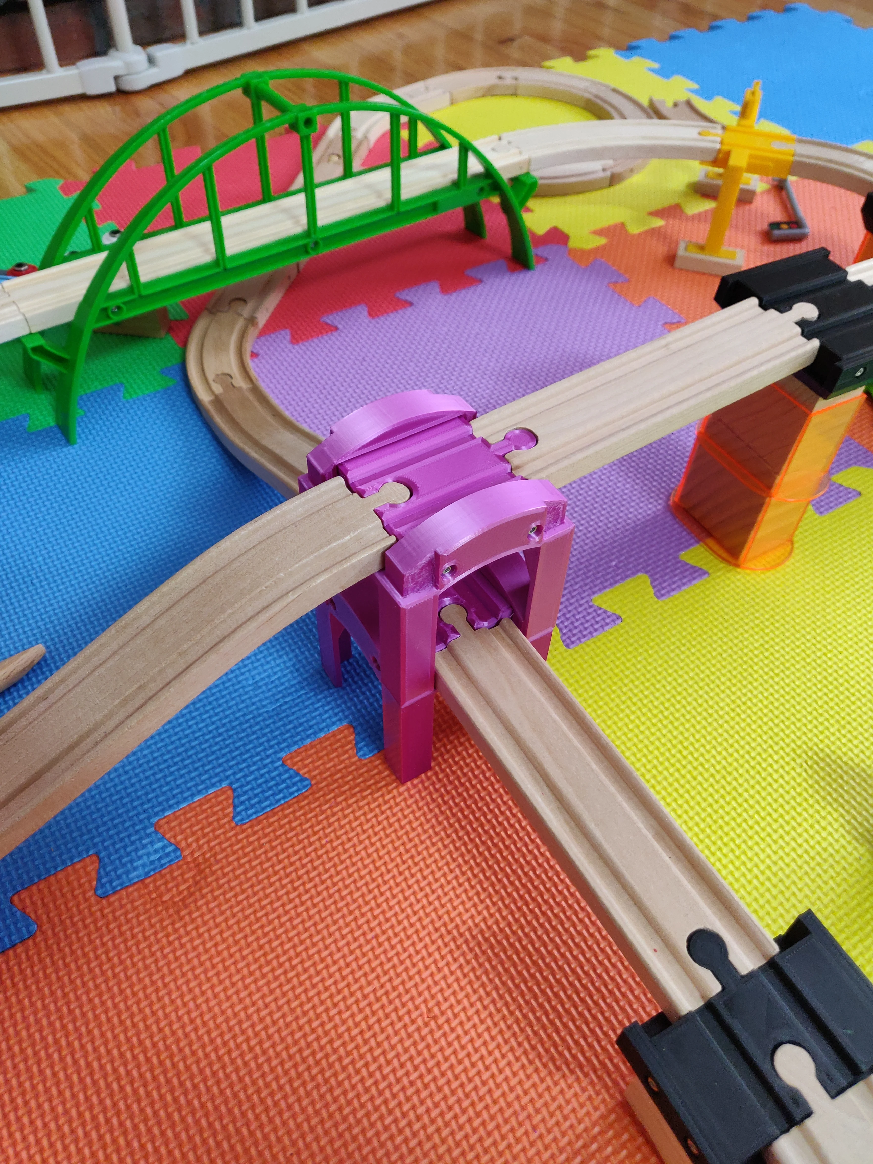 Stackable Wooden Train Bridge / Riser