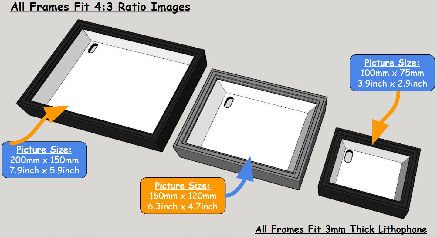 Lithophane Picture Frame Light Box - Plug-in or Battery