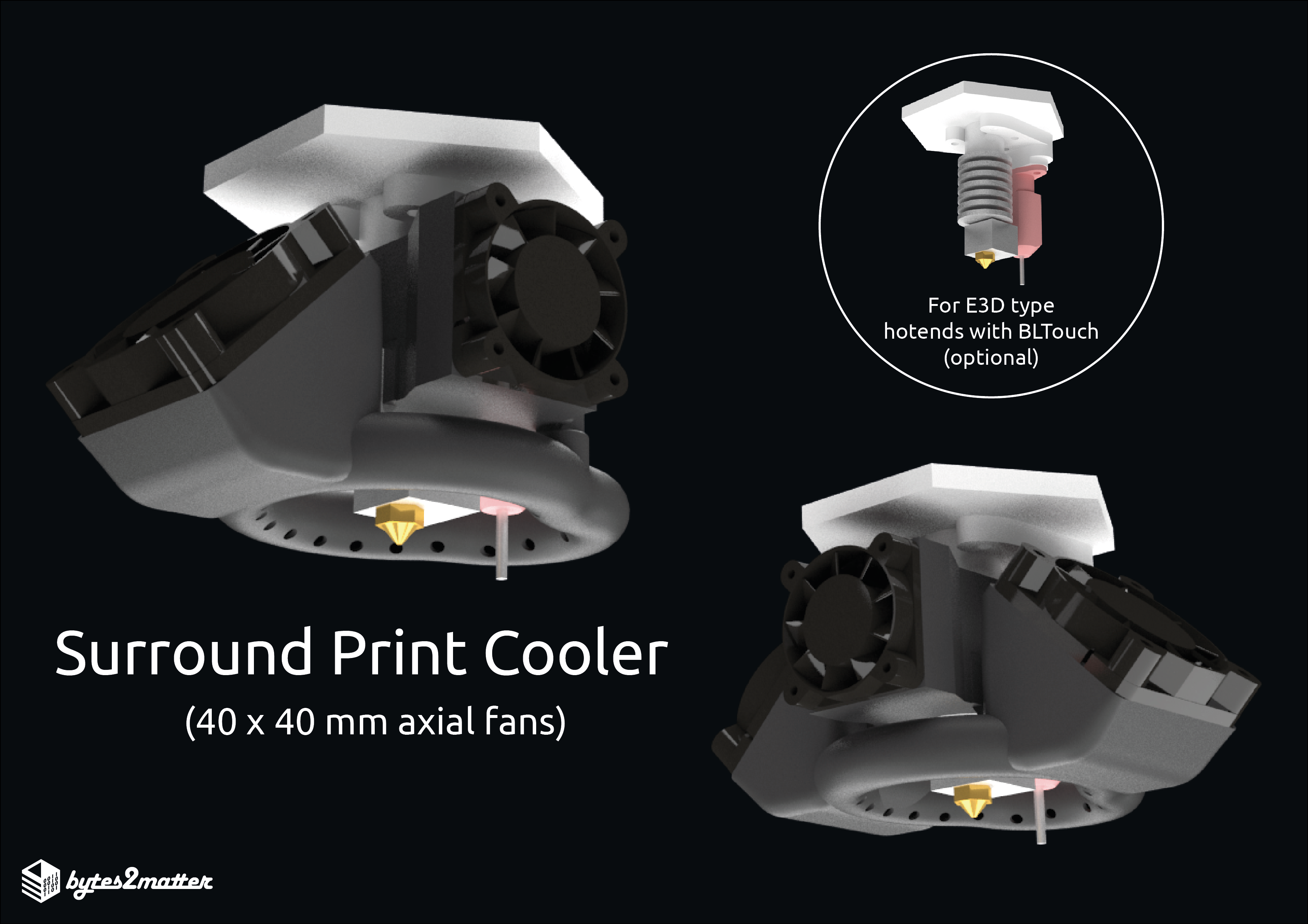Surround Print Cooler - 40x40 fan (for E3D type hotends)