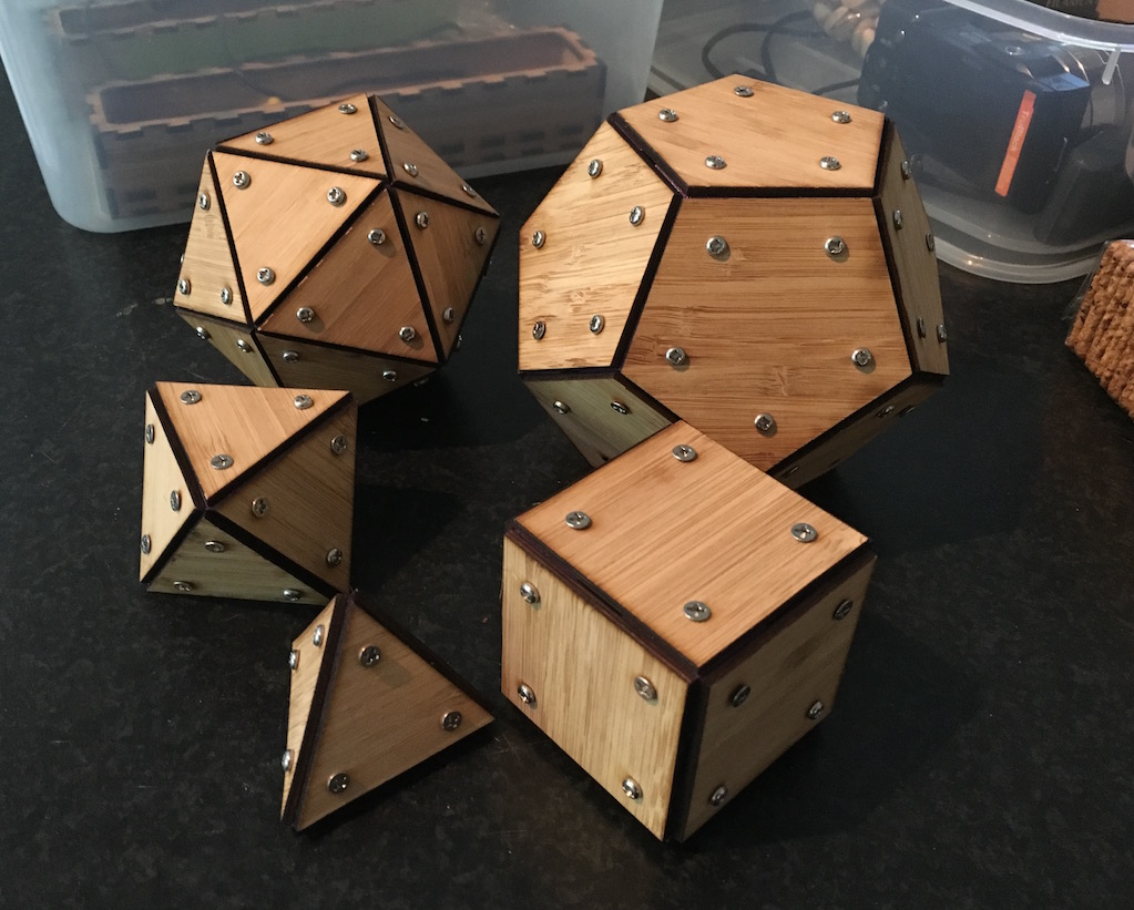 Lasercut & 3D printed Platonic Solids