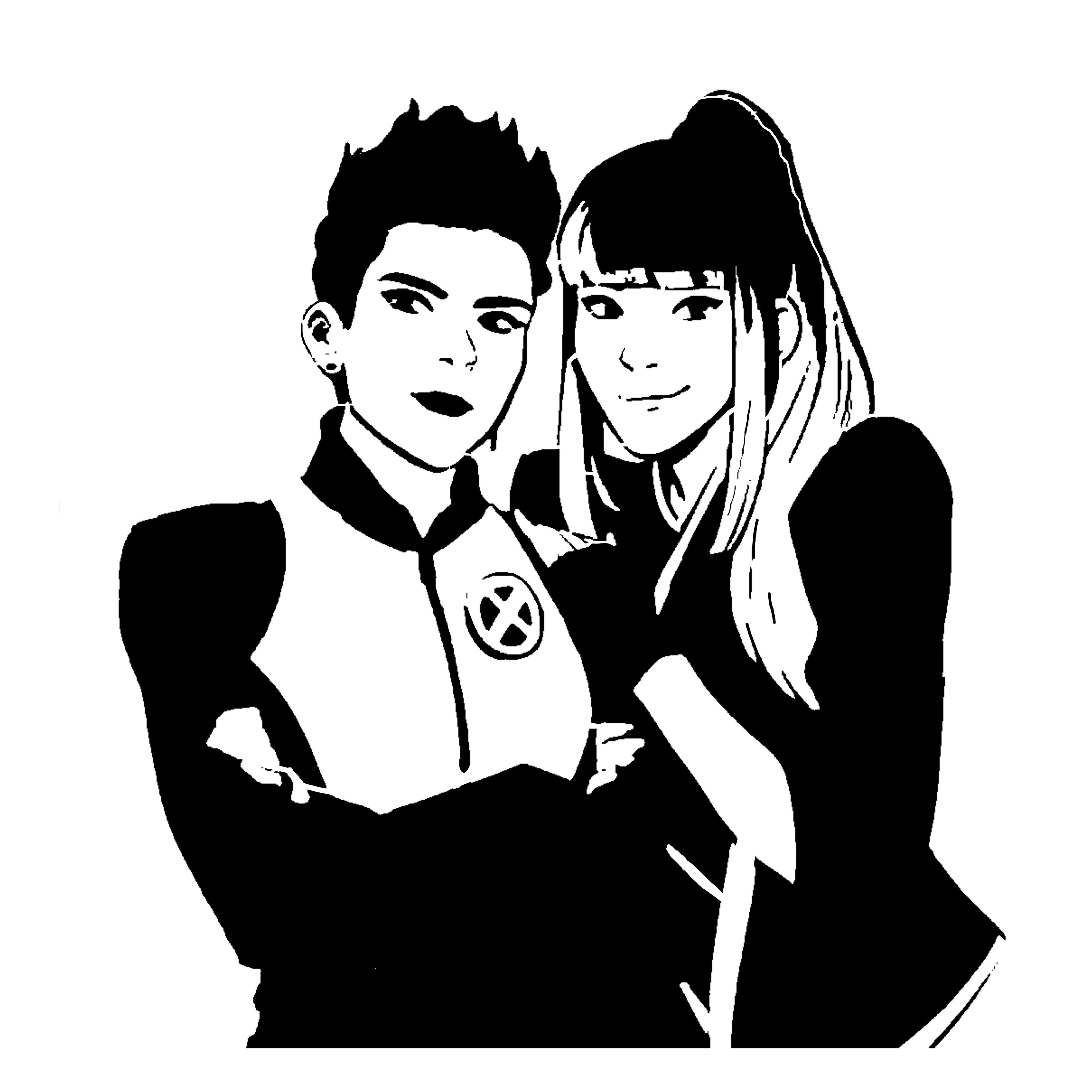 Negasonic Teenage Warhead and Yukio stencil