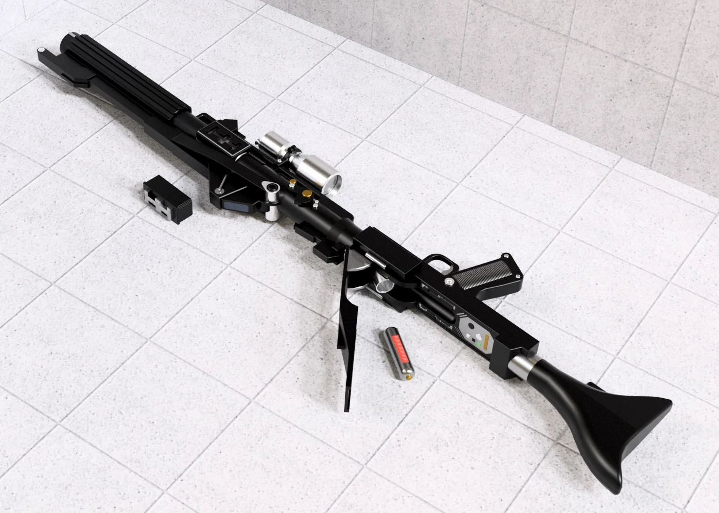 Open reload and barebones versions Star Wars DC15 A rifle with enhanced detail for 1:12 , 1:6 and 1:1 figures and cosplay