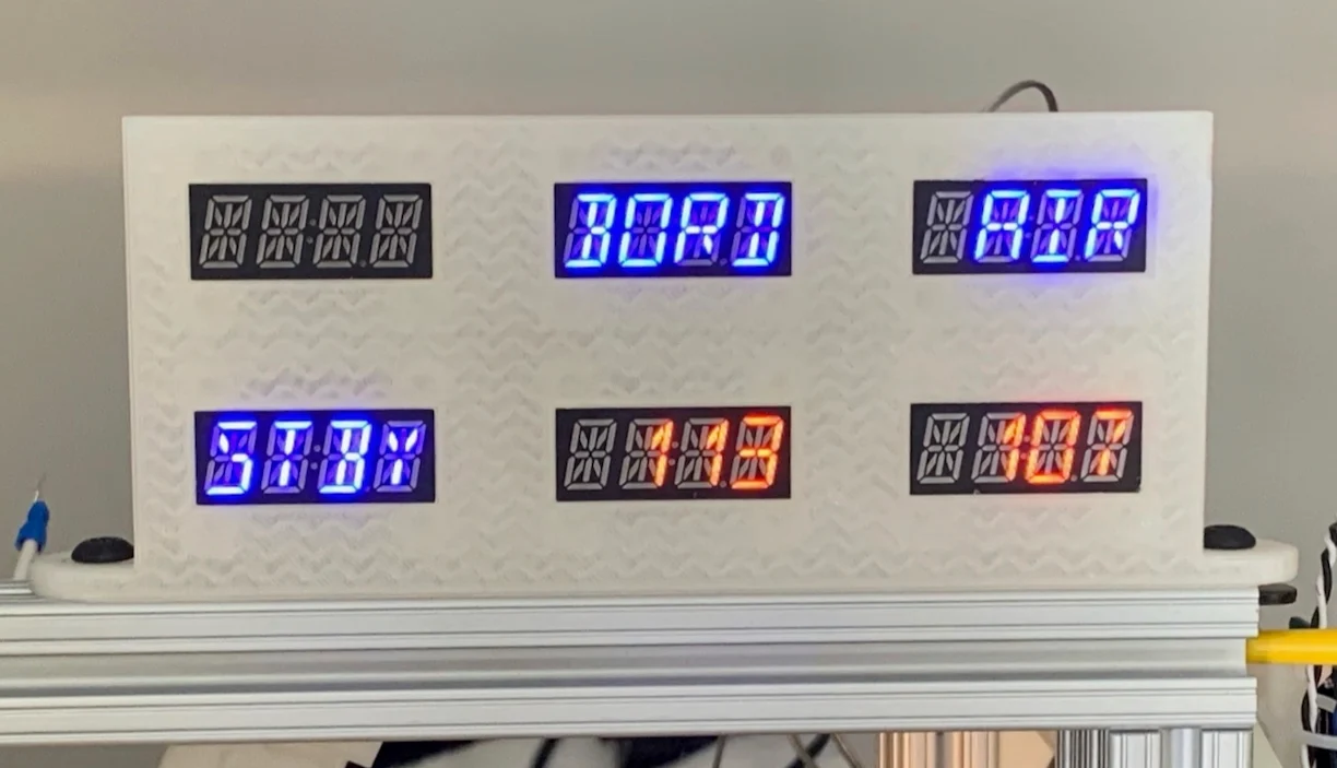 8020 Mount for six Sparkfun alphanumeric displays