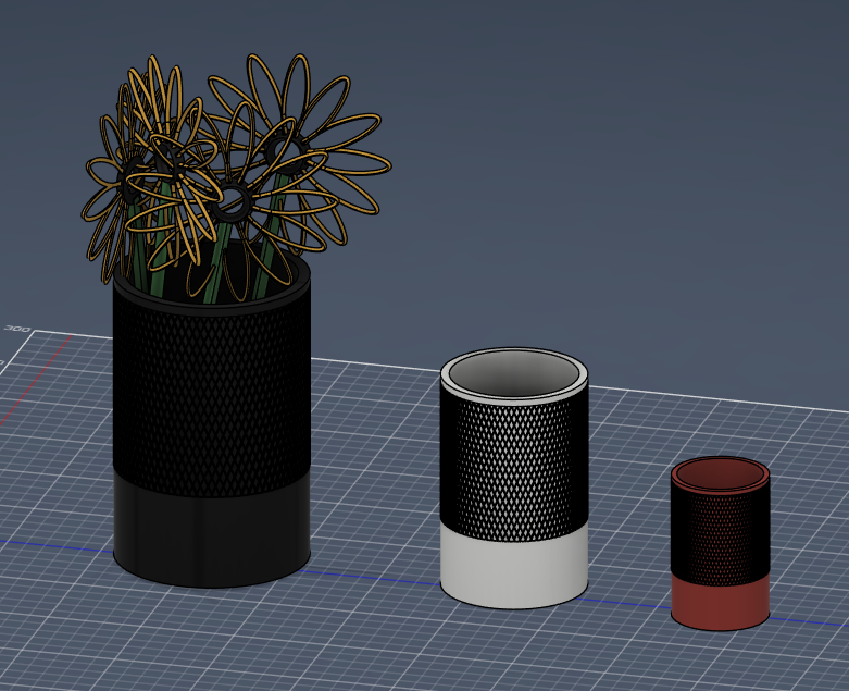 Modern Knurled Vase & Planter Set (+ Wireframe Flowers!)