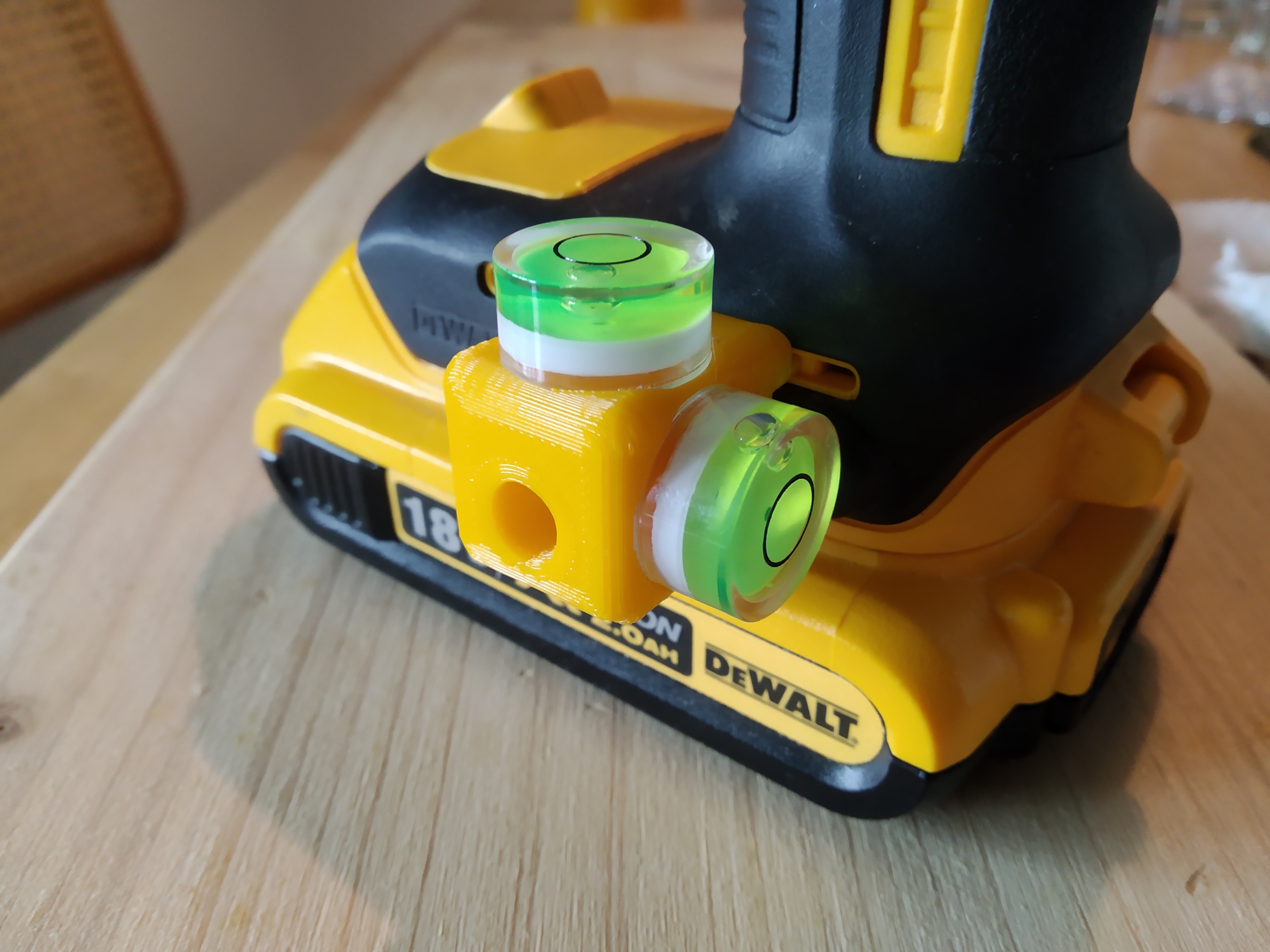 Double circular level for DeWalt XR drill
