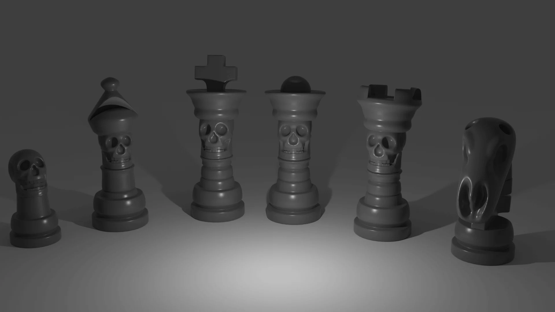 skull chess set