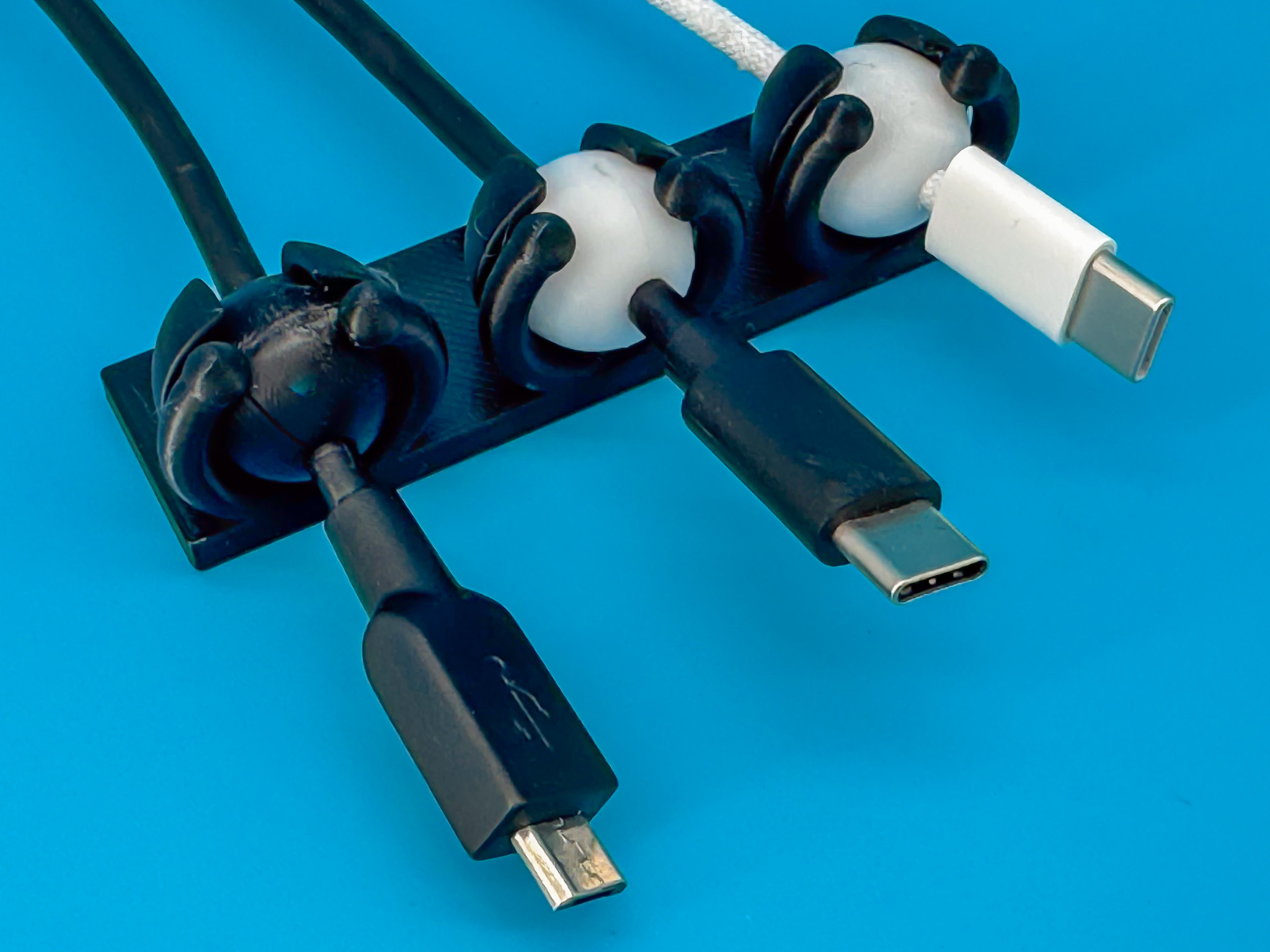 Desktop cable holders  (one to six slots) with snap-on ball adapters