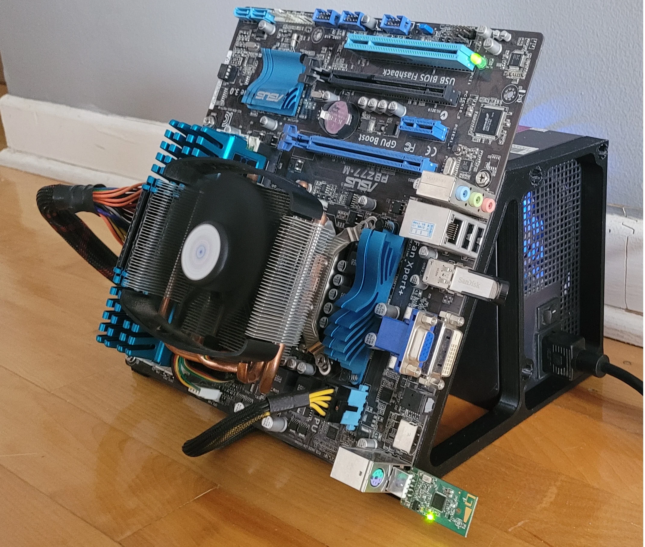 Motherboard support with PSU for cpu mining