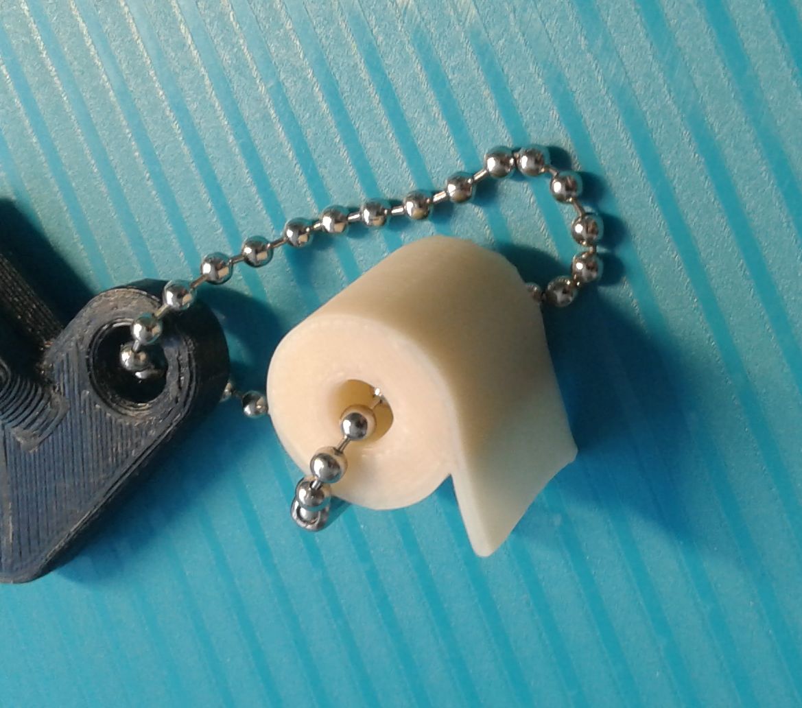 Toilet paper roll keyring- Loo roll - Rouleau PQ porte clé