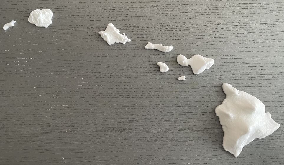 Hawaii topographic relief map