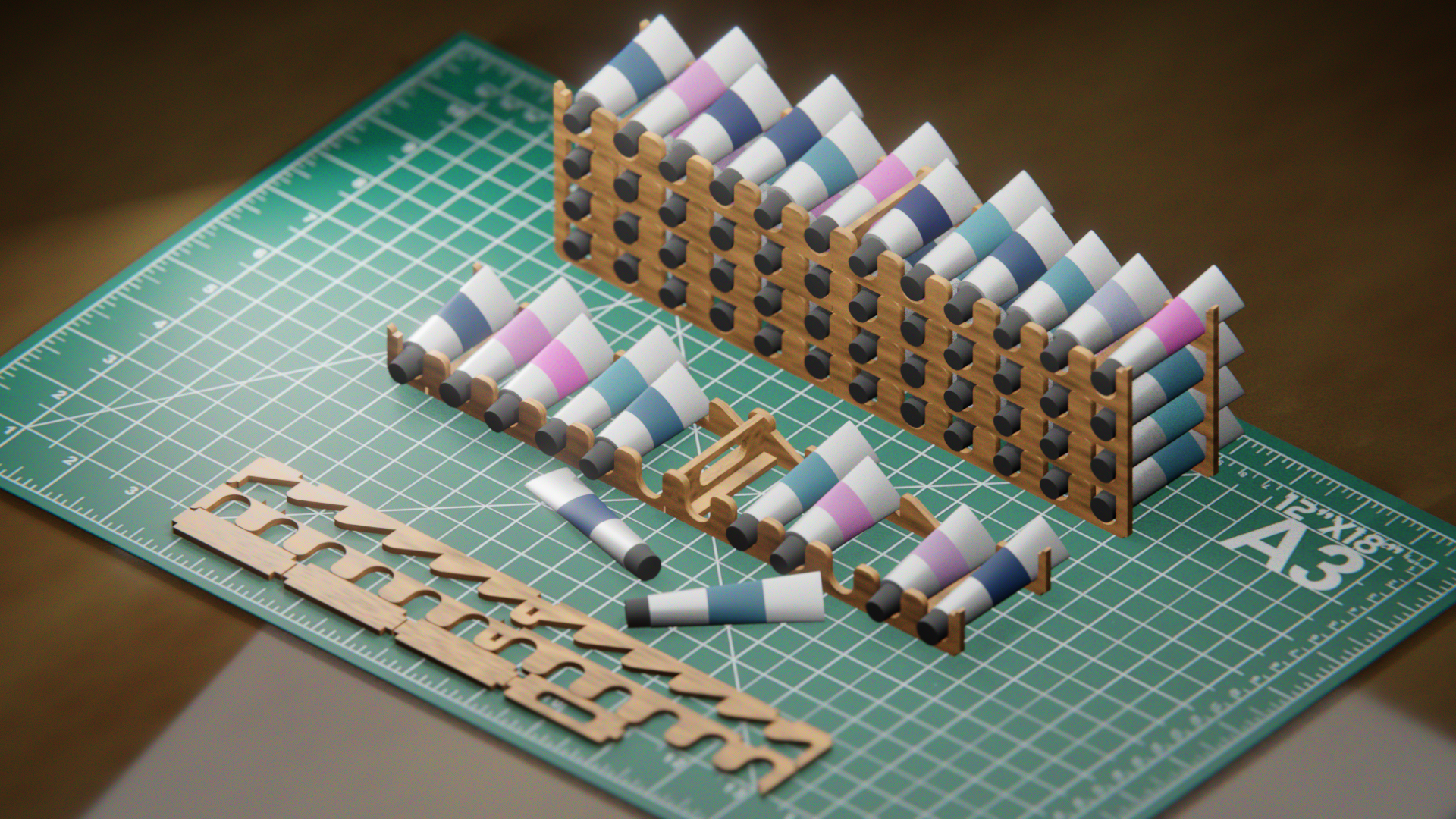Stackable OilPaint Holder for Lasercutting