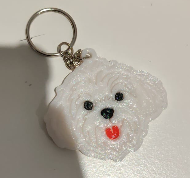 Bichón Maltés Keychain – Multi-Part, Multi-Color (No AMS Required)