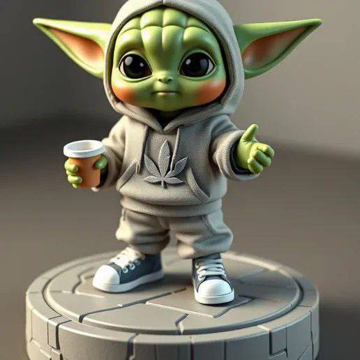 Baby Yoda Urban Style Miniature STL File | Cute Sci-Fi Character 3D Print Model | Instant Digital Download