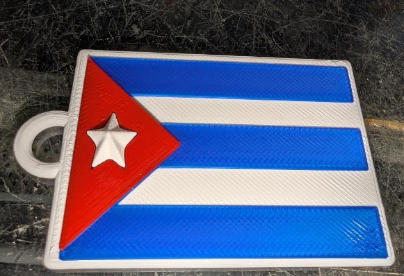 Cuban Puerto Rico  Flag  keychain