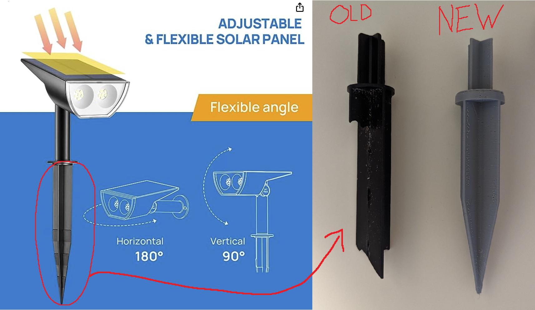 Linkind StarRayS Solar Outdoor Lights - Replacement Stake