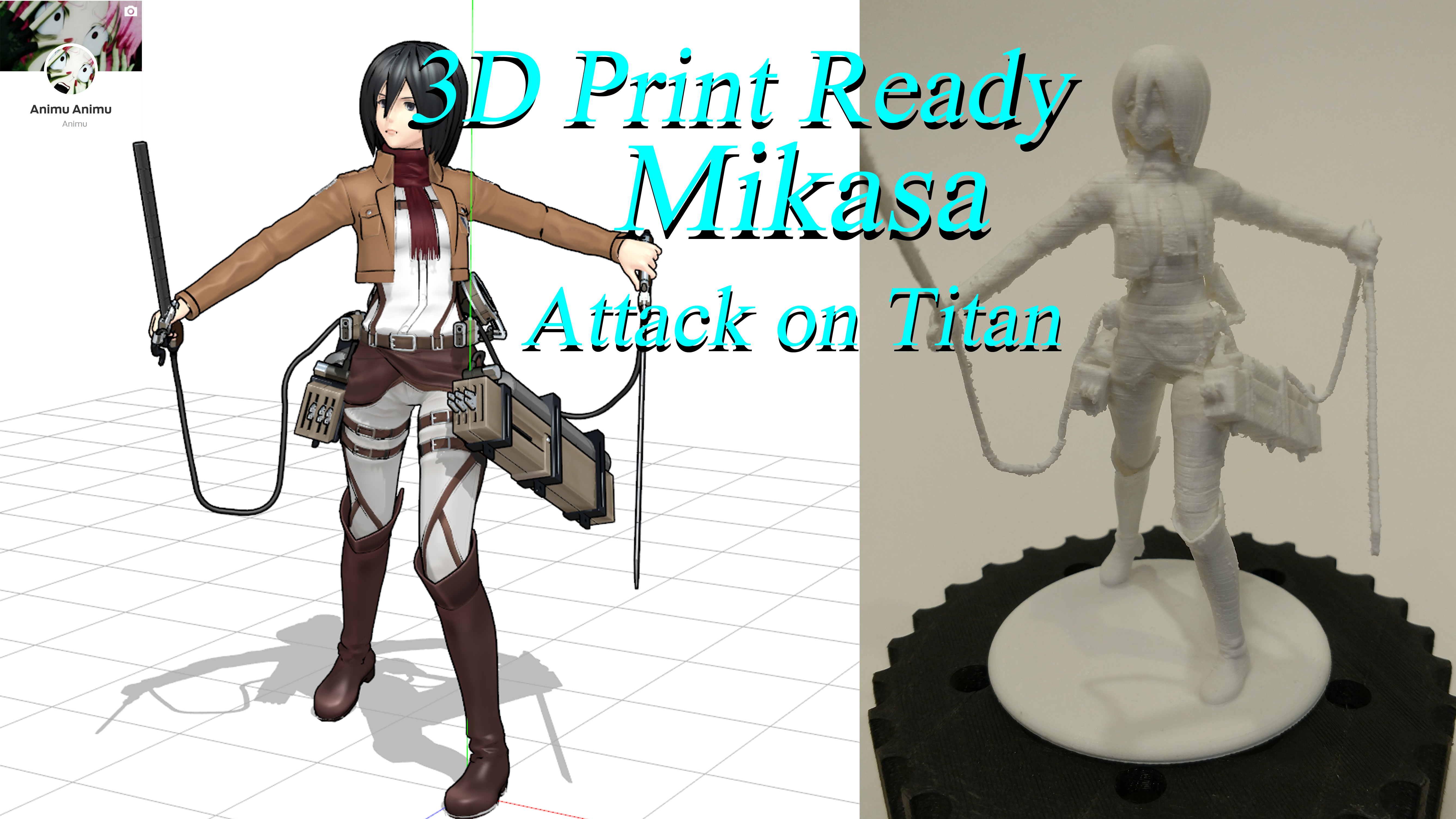 3D PRINT READY!! Mikasa from Attack On Titan