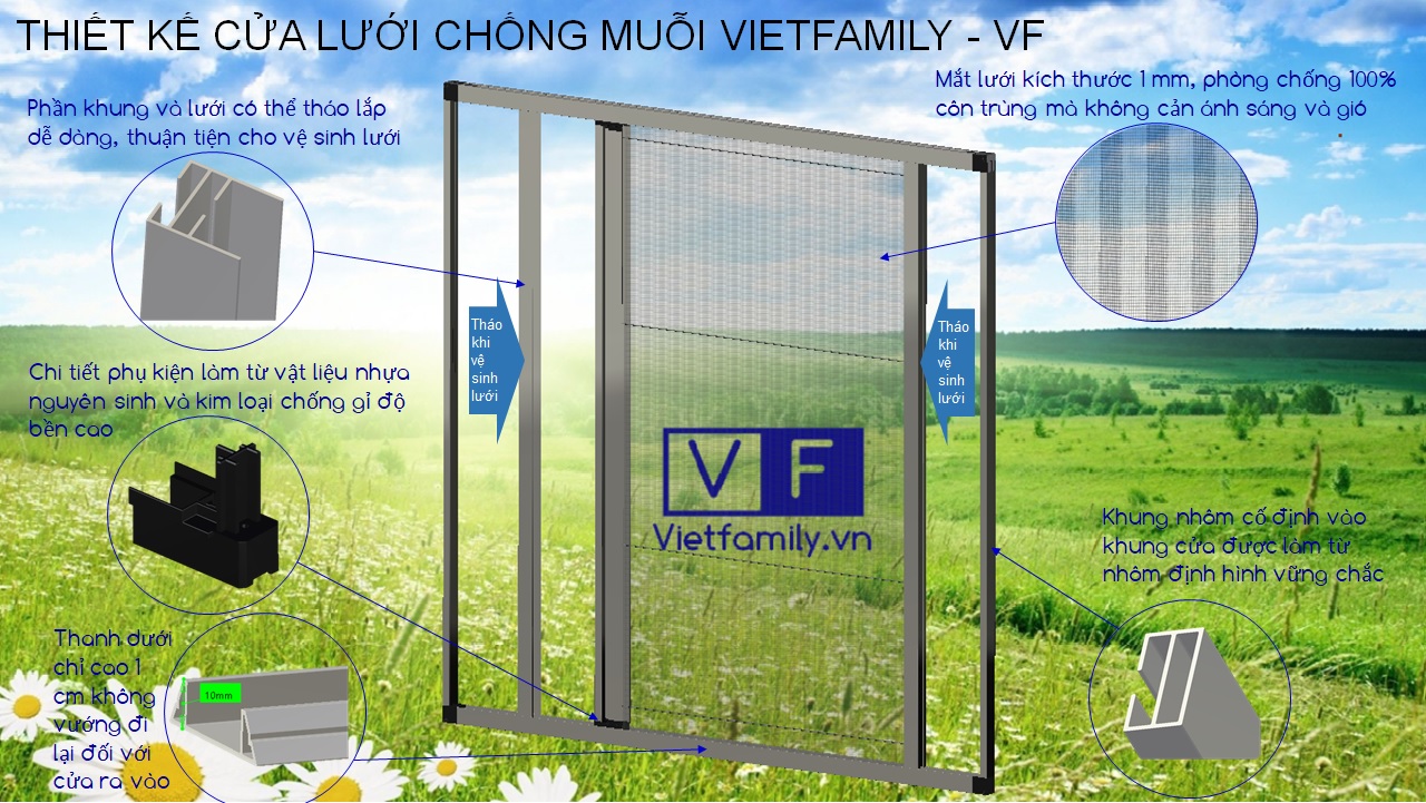 Cửa lưới chống muỗi Vietfamily hiệu quả trong phòng chống muỗi và côn trùng