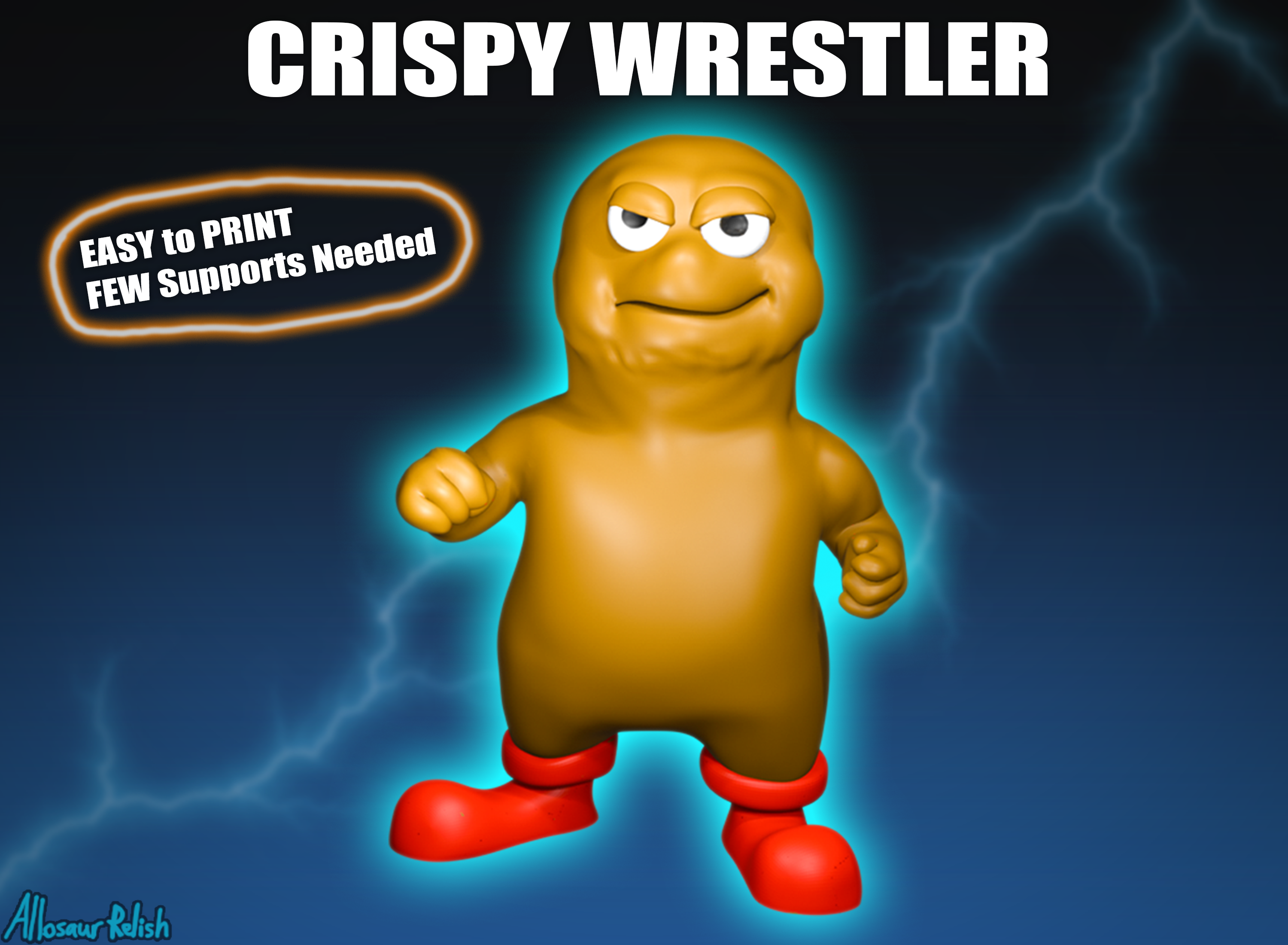Crispy Wrestler - Funny 3D Printable Figurine (Easy Print)
