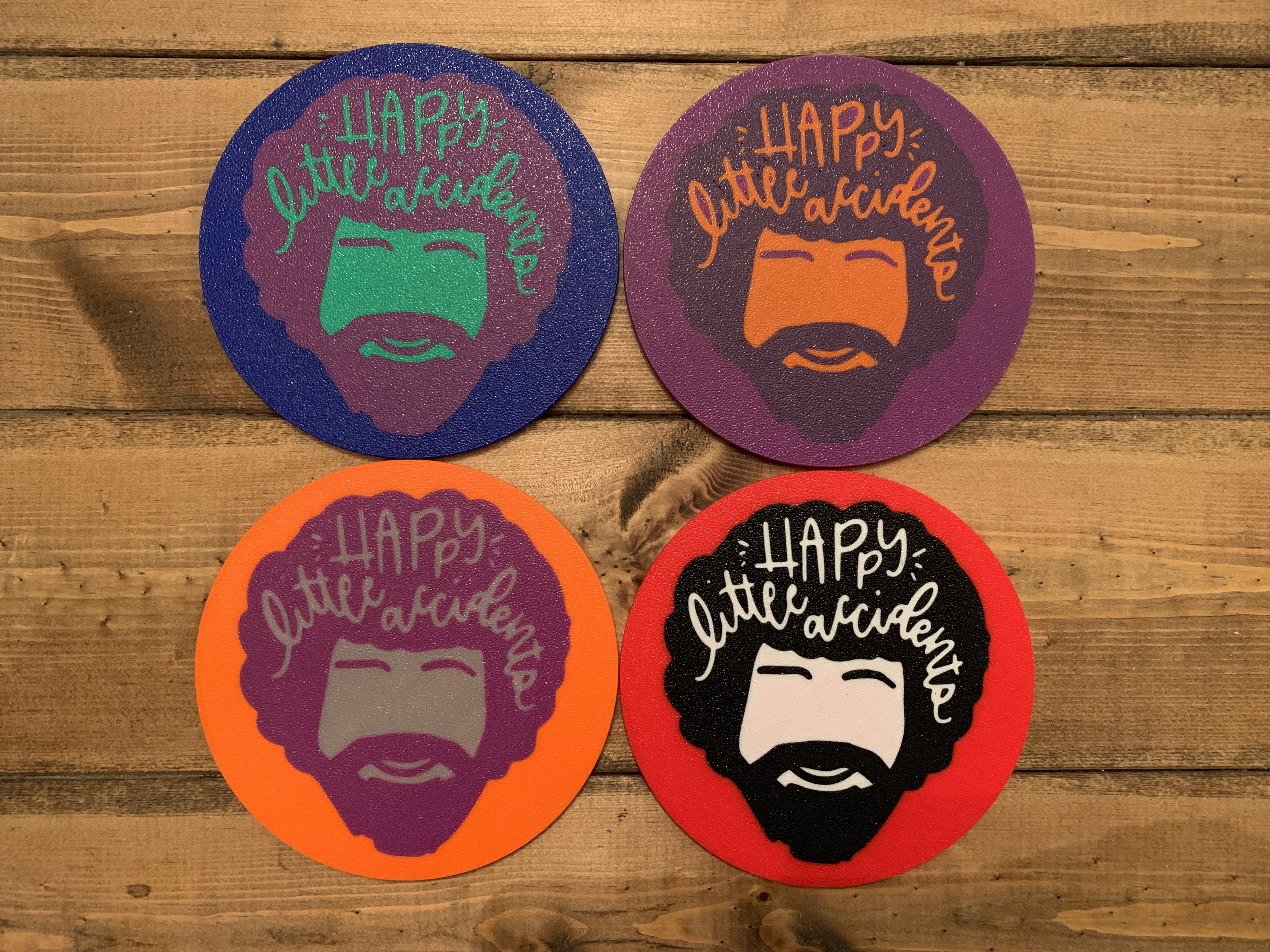 Bob Ross - Happy Little Coasters (Multi Material Print)