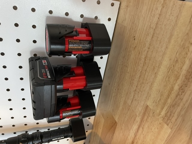 Milwaukee M12 Battery Holder with Peg Hooks